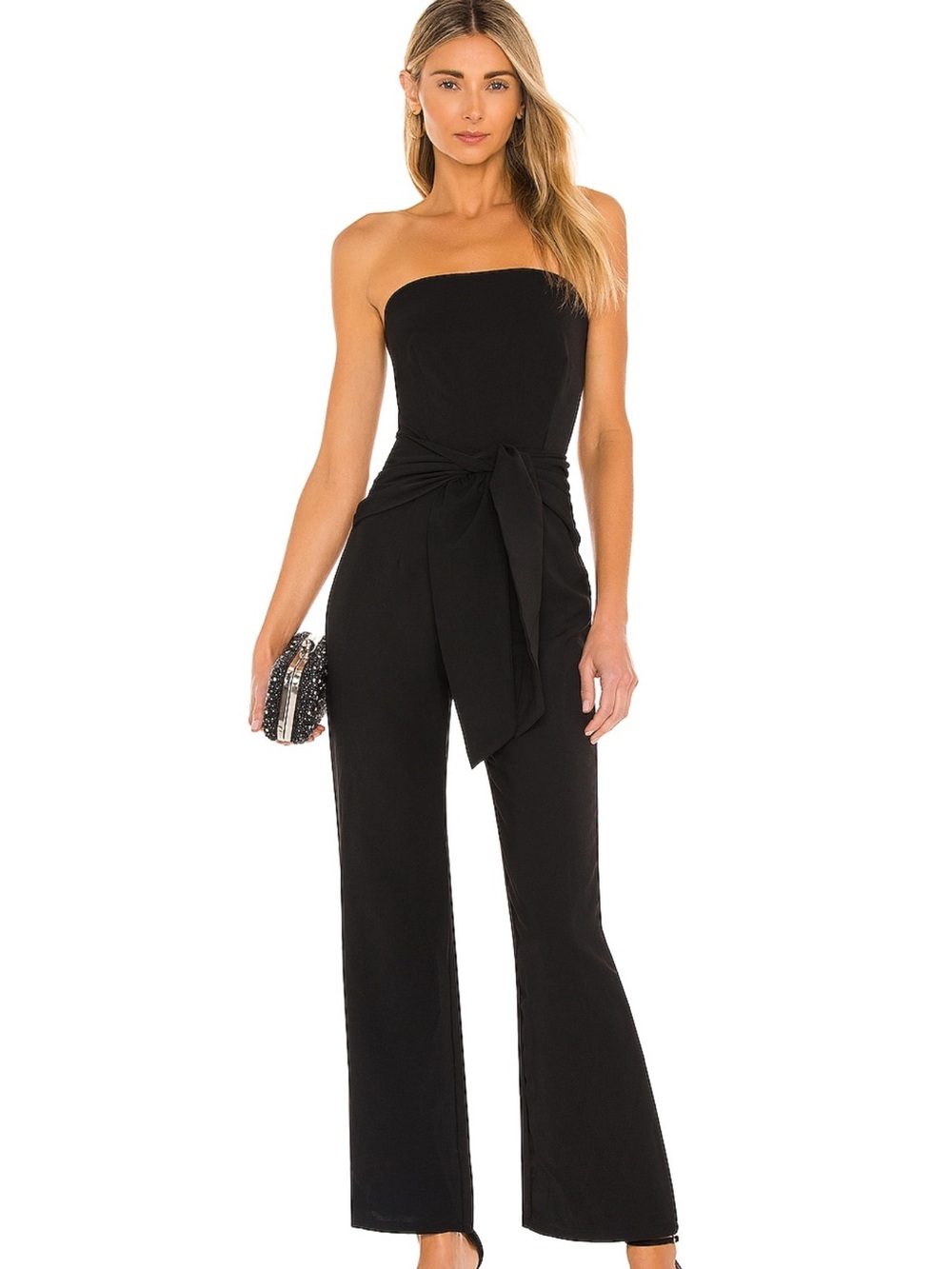 REVOLVE Black Strapless Tie-Waist Jumpsuit